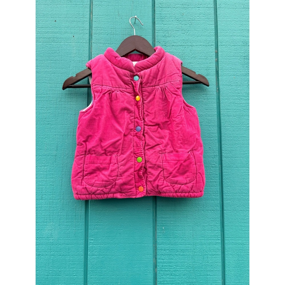 Carters Pink Corduroy Puffer Vest Girls Size 6 Colorful Dopamine Buttons Pockets